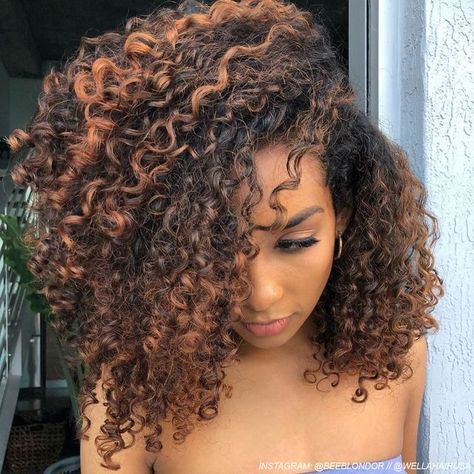 Curly Hair Color Ideas, Curly Hair Color, Natural Hair Highlights, Dyed Curly Hair, Natural Afro, Highlights Curly Hair, Colored Hair Tips, Hot Hair Colors, Blonde Curls