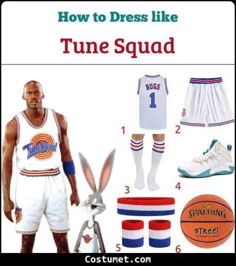 Tune Squad Costume for Cosplay & Halloween 2023 Tune Squad Costume, Blue Basketball Shoes, Sylvester The Cat, Tune Squad, Space Movies, Blue Headband, Looney Tunes Characters, Nba Stars, Comedy Movies