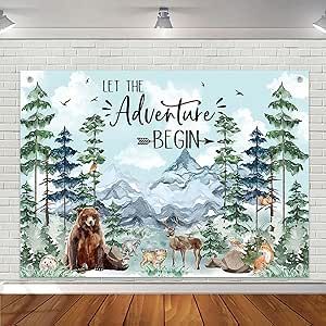 Avezano Woodland Baby Shower Backdrop Woodland Animals Baby Shower Decorations Adventure Forest Mountain Wilderness Photography Background Let The Adventure Begin Banner (7x5ft, Blue) Woodland Baby Shower Backdrop, Wilderness Photography, Adventure Forest, Adventure Awaits Baby Shower, Animals Baby Shower, Let The Adventure Begin, Shower Backdrop, Forest Mountain, Baby Shower Backdrop