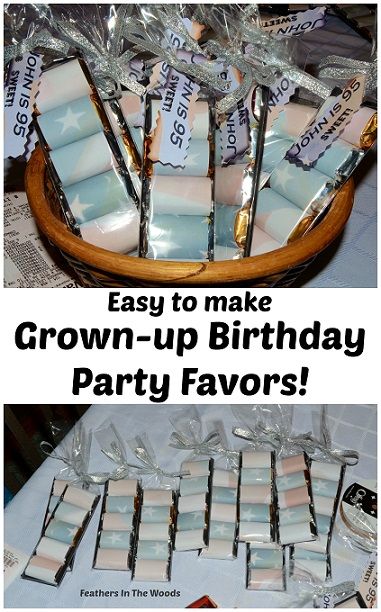 Diy Candy Favors Ideas, Party Favors For 70th Birthday, 70th Birthday Party Favors For Mom, Easy Party Favors For Adults, 80 Birthday Party Favors, Diy Party Favors For Adults Homemade, Birthday Treats For Adults, 95th Birthday Party Ideas, Birthday Favors Ideas