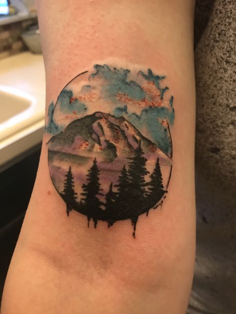 My Rainier Tattoo, Mt Rainer Tattoo, Mt Rainier Tattoo, Mount Rainier Tattoo, Rainier Tattoo, Washington Tattoo, Berg Tattoo, Leaf Tattoo, Tree Tattoos