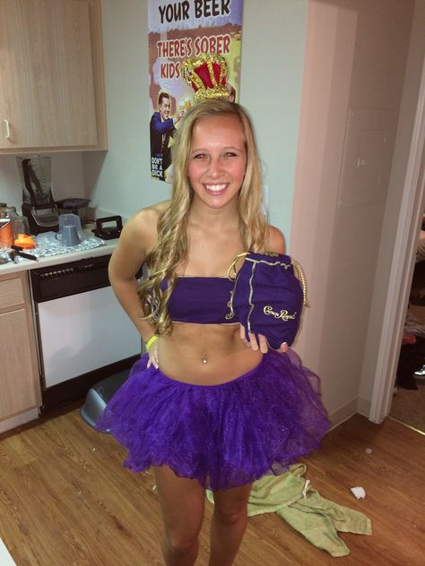 Crown Royal Costume, Crown Halloween Costume, Crown Royal Bags, Royal Costume, Purple Heels, Crown Royal, Party City, Costume Ideas, Holiday Festival