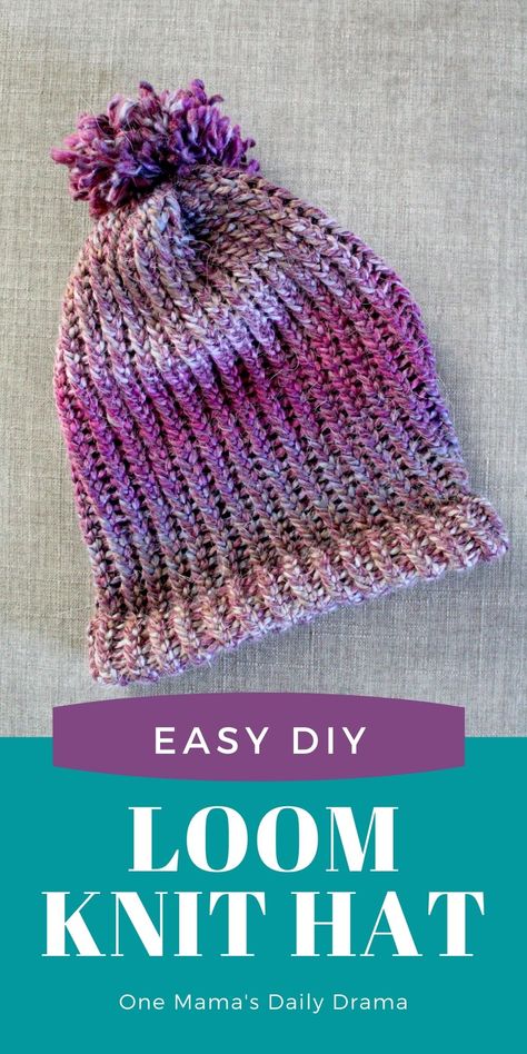 How To Loom Knit A Hat, Loom Knitting Tutorial Videos, Loom Knitted Hats, Loom Hats Easy, Loom Hats Patterns Free, Loom Knit Hat Patterns Free, Easy Loom Knitting Projects, Loom Beanie, Loom Knit Hats