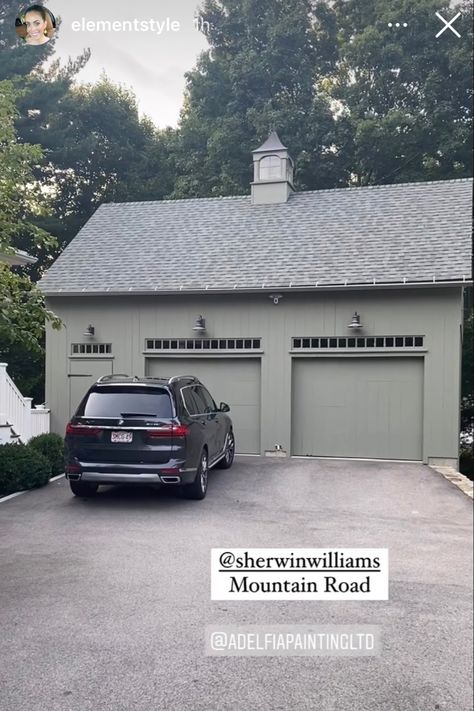 Mountain Road Sherwin Williams, Garage Paint Colors, Paint Pallete, Cabin Exteriors, Basement Colors, Garage Paint, Cabin Exterior, Exterior Paint Color, Home On The Range