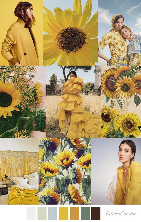 Mood Board Fashion Inspiration, Pattern Curator, Golden Sunflower, Print And Pattern, Fashion Illustration Collage, Fashion Illustration Sketches Dresses, Color Trends Fashion, Fashion Design Collection, Fashion Themes