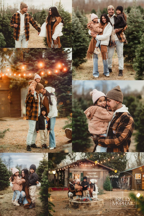 I’m obsessed with everything about this incredibly fun Christmas Tree Farm Family Session with the Samples family! Amazing location. Sweet kiddos. Adorable family. Lots of love & connection. Everything that photographers dream of for their sessions! Family Pics In Front Of Christmas Tree, Family Photos Tree Farm Outfits, Christmas Farm Mini Session, Outdoor Family Photos Christmas, Neutral Tree Farm Family Photos, Family Photo For Christmas Card, Christmas Photo Mini Session Ideas, Field Christmas Pictures, Family Christmas Pictures Christmas Tree Farm