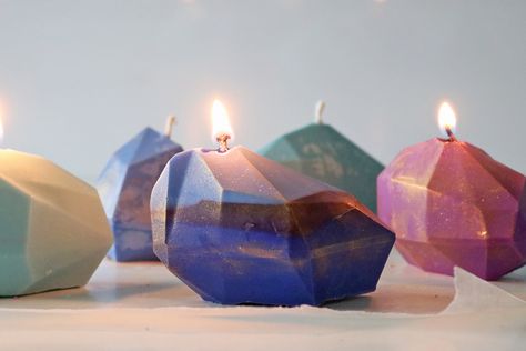 How to Make Gemstone Candles Using Silicone Molds | ehow Mold Candles, Gem Candles, Gemstone Candles, Holiday Scented Candles, Bored Jar, Shaped Candles, Candle Diy, Candle Images, Candle Projects