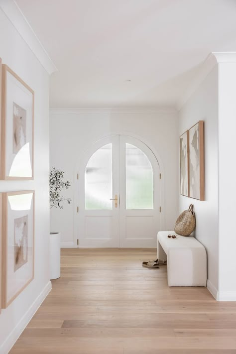 The Block stars Andy and Deb's latest renovation | Homes To Love Arch Doors, Arched Front Door, Reeded Glass, Double Front Doors, Wood Core, Arched Doors, Home Entrance Decor, December 2023, House Entrance