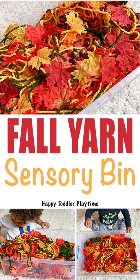 Fall Sensory Bins for Toddlers & Preschoolers - Happy Toddler Playtime America Recipes, Pilgrim Crafts, Fall Sensory Bin, Fall Activities For Toddlers, Toddler Sensory Bins, Sensory Bags, Activity For Toddlers, Fall Preschool Activities, Fall Arts And Crafts