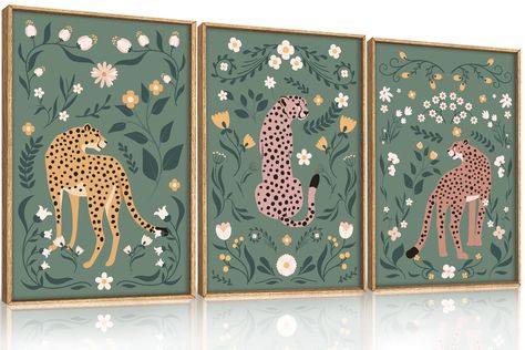 Leaves Wall Painting, Cartoon Cheetah, Leopard Wall Decor, Jungle Bedroom Theme, Crib Wall, Jungle Theme Nursery, Leopard Wall Art, Leopard Wall, Animal Art Print