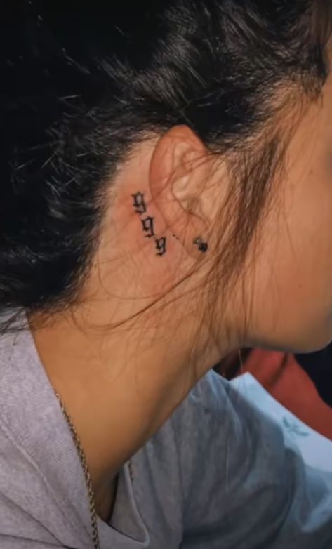 777 Ear Tattoo, 888 Tattoo Behind Ear, 777 Behind Ear Tattoo, 999 Behind Ear Tattoo, Dragon Tattoo Behind Ear, Behind Ear Tattoo Small, Back Ear Tattoo, Small Dope Tattoos, Small Neck Tattoos