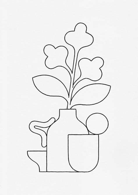 Bloomon — Lennard Kok Flower In A Vase, 심플한 그림, 동화 삽화, Simple Illustration, Line Illustration, Painting Illustration, Graphic Design Illustration, Graphic Illustration, Digital Illustration