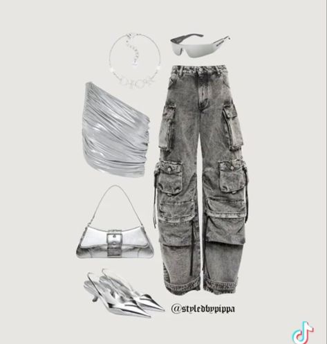 Outfit Inspo For Drake Concert, White And Silver Concert Outfit, Vegas Baddie Outfit Ideas, Rwt Outfit Ideas, Beyonce Concert Outfit Silver, Polo G Concert Outfit, What To Wear To Beyonce Concert 2023, Rap Concert Outfit Summer Hip Hop, Saturno Outfit Ideas