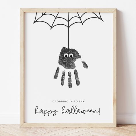 Spider Handprint Craft  - this spider Halloween craft printable is the perfect Halloween craft for teachers, parents or caregivers to use with their kids! Perfect for preschool, kindergarten, mother's day out, homeschool or daycare! Just add painted handprint & googly eyes! 3 PDF FILE SIZES INCLUDED: 8x10 inch 8.5x11 inch A4 INSTANT DOWNLOAD PDF FILE, NOT EDITABLE. A physical item will not be shipped. HOW TO USE: 1. Your files will be available to download instantly from your Etsy account & emai Halloween Kid Painting Ideas, Spider Hands Craft, Halloween Kid Art Projects, Baby Handprint Halloween Craft, Preschool Fall Arts And Crafts, Handprint Activity For Preschool, Halloween Art Projects Preschool, Halloween Kid Projects, Halloween Craft For One Year Olds