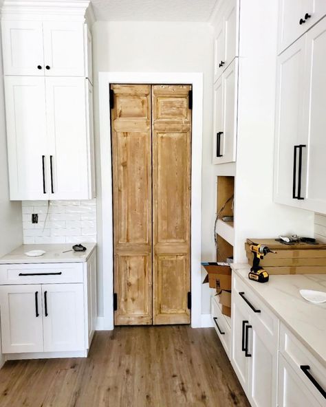 Swinging Doors Kitchen, Corner Kitchen Pantry, Kitchen Pantry Doors, Pantry Doors, Can We Talk, Swinging Doors, Pantry Door, Bathroom Doors, Happy Home