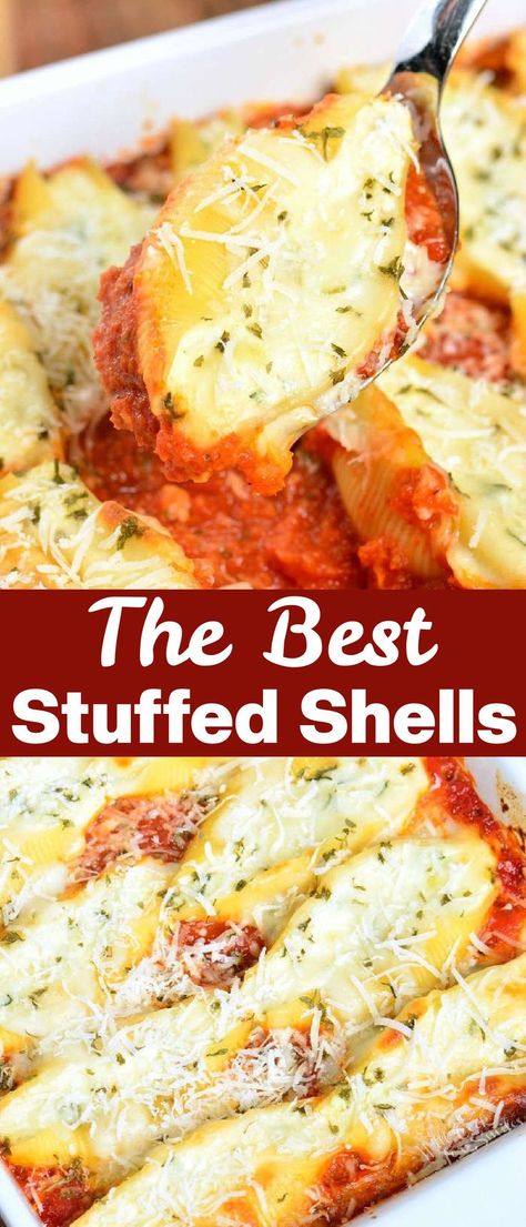 Meatless Stuffed Shells, Ricotta Dinner, Best Stuffed Shells, Jumbo Shell Recipes, Baked Stuffed Shells, Sausage Stuffed Shells, Italian Stuffed Shells, Stuffed Shells With Meat, Easy Stuffed Shells