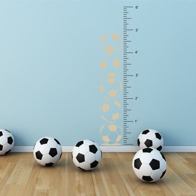 The Decal Guru Soccer Growth Chart Wall Decal Color: Family Growth Chart, Soccer Themed Bedroom, Wall Growth Chart, Bedroom Stickers, Sports Wall Decals, Interactive Walls, Playroom Nursery, Flower Wall Decals, Wall Decor Decals