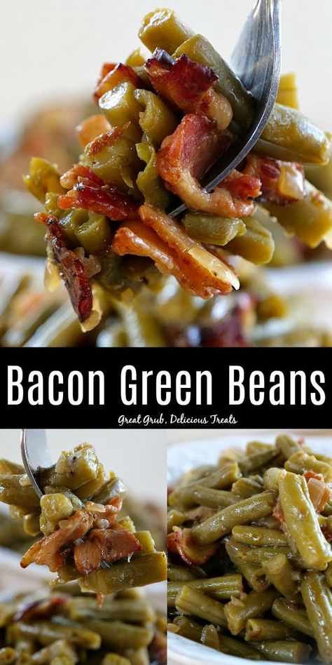 Bacon Green Beans is super delicious, loaded with bacon, and is the perfect side dish to many meals. #easygreenbeanrecipe #bacongreenbeans #deliciousfood #easygreenbeanrecipe #greatgrubdelicioustreats Bacon Green Beans, Side Dishes For Ribs, Green Beans Side, Burger Side Dishes, Side Dishes For Salmon, Beans With Bacon, Green Beans Side Dish, Green Beans With Bacon, Steak Side Dishes