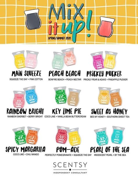 Mix it up with two scents.. Scentsy Hacks, Scentsy Recipes, Scentsy Marketing, Scentsy Candles, Southern Sweet Tea, Scentsy Consultant Ideas, Scented Wax Warmer, Rainbow Sherbet, Spicy Margarita