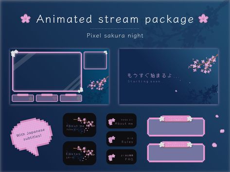 Night In Japan, Stream Schedule, Twitch Streaming Setup, Night Theme, Desktop Themes, Twitch Panels, Streaming Setup, Twitch Overlay, Japanese Kawaii