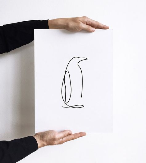 One Line Animals, Penguin Tattoo, One Line Tattoo, Minimalist Artist, John Pawson, Single Line Drawing, Minimalist Drawing, Desenho Tattoo, 자수 디자인