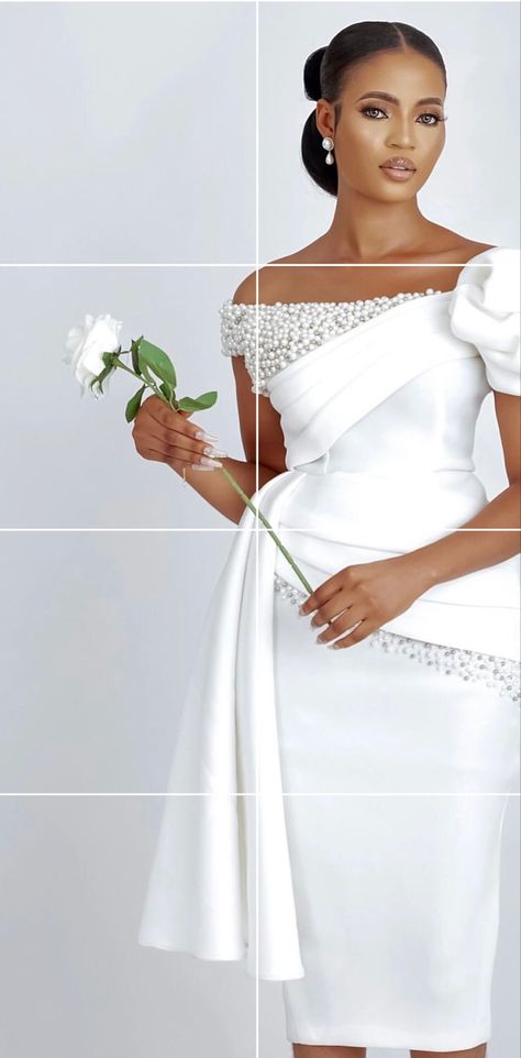 Classy Courthouse Wedding Dress, African Reception Dress, White Courthouse Wedding Dress, Simple Court Wedding Dress, Nigerian Civil Wedding Dress, Weeding Dress Outfits Women, Civil Wedding Dress Courts Brides, Civil Wedding Outfit The Bride, Simple Wedding Dress Courthouse