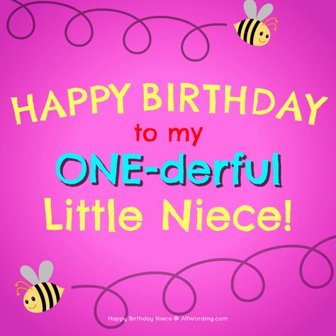 Happy Birthday to my one-derful little niece! #HappyBirthdayNiece Niece 1st Birthday Quotes, Happy 1st Birthday Niece Wishes, Happy 1st Birthday Niece, Birthday Niece Funny, Happy Birthday Niece Funny, 20 Birthday Wishes, Niece Poems, Happy Birthday Niece Wishes, Niece Birthday Quotes