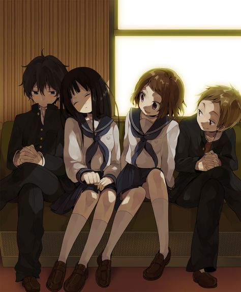 HYOUKA • Houtarou Oreki • Eru Chitanda • Mayaka Ibara • Satoshi Fukube Ciel Phantomhive, Manga Couples, Anime Jokes, I Love Anime, Anime Life, Fanarts Anime, 애니메이션 캐릭터, Art Anime, All Anime