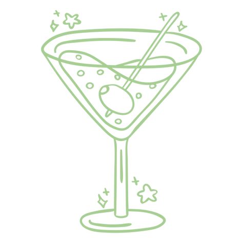 Cocktail Coloring Pages, Retro Cocktail Illustration, Cocktail Drawing Simple, Green Drink Aesthetic, Cocktail Doodle, Cocktail Drawing, Cocktails Drawing, Cocktail Pattern, Drink Doodles