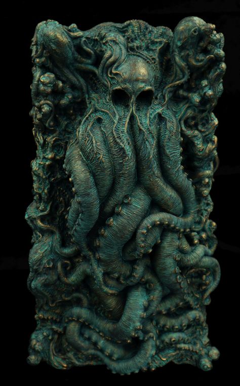 ArtStation - Cthulhu Genesis wall plaque bronze ver., George Tsougkouzidis Sculpted Wall Art, Cthulhu Sculpture, Cthulhu Statue, Monster Clay, Pirate Ship Art, Cthulhu Art, Poseidon Tattoo, Alien Artifacts, Steampunk Octopus