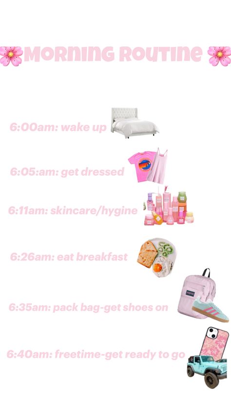 Morning routine 💗💗💗 Morning Routine Teenage Girl, School Morning, Morning Routines, Bagpack, Morning Routine, School Stuff, Wake Up, Quick Saves