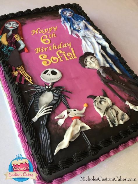 Tim Burton Bday Party, Tim Burton Birthday Cake, Tim Burton Cake Ideas, Tim Burton Birthday, Tim Burton Birthday Party, Tim Burton Themed Party, Tim Burton Cake, Nightmare Before Christmas Birthday Cake, Birthday Cake Disney