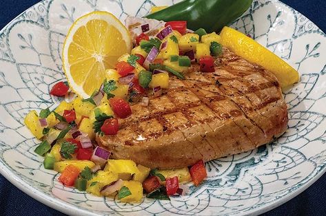 Pan Seared Yellow Fin Tuna Steak Recipes, Grilled Tuna Recipes, Pineapple Salsa For Fish Tacos, How To Cook Fresh Yellow Fin Tuna, Pineapple Salsa For Fish, Yellow Fin Tuna Recipes Steak, Yellow Fin Tuna Recipe, Grilled Tuna Steaks Recipes, Fresh Tuna Recipes