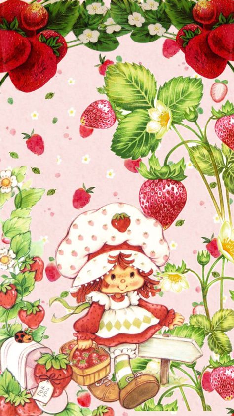 #strawberry #strawberryshortcake #wallpaper Strawberry Shortcake Pictures, Strawberry Shortcake Cartoon, Strawberry Shortcake Characters, Vintage Strawberry Shortcake, Hello Kitty Drawing, Phone Wallpaper Patterns, Kitty Wallpaper, Cute Patterns Wallpaper, Pretty Wallpaper Iphone