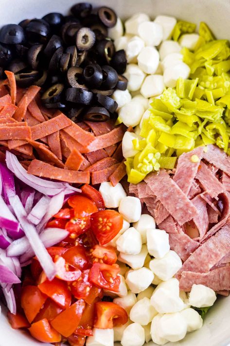 Best Antipasto Salad [Keto] Creamy Italian Dressing, Antipasto Salad Recipe, Antipasto Pasta Salads, Salad Keto, Antipasto Salad, Food Boards, Salad Sauce, Cold Dishes, Italian Salad