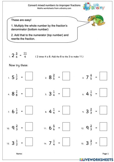 Changing Mixed Numbers To Improper, Adding Mixed Fractions, Converting Mixed Numbers To Improper, Mixed Numbers Worksheet, Mixed Fractions Worksheets, Mixed Numbers To Improper Fractions, Improper Fractions To Mixed Numbers, Mixed Numbers And Improper Fractions, Fraction Worksheet