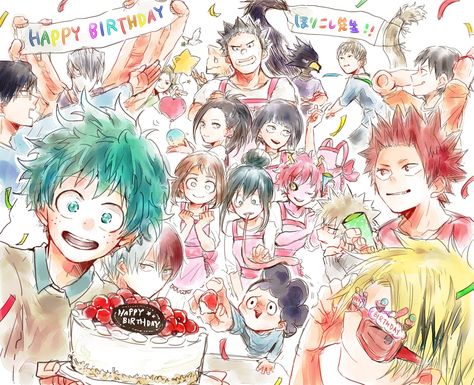 Happy Birthday Drawings, Birthday Wallpaper, Class 1 A, Birthday Captions, My Hero Academia Shouto, Hero Academia Characters, Izuku Midoriya, Slayer Anime, Anime Outfits