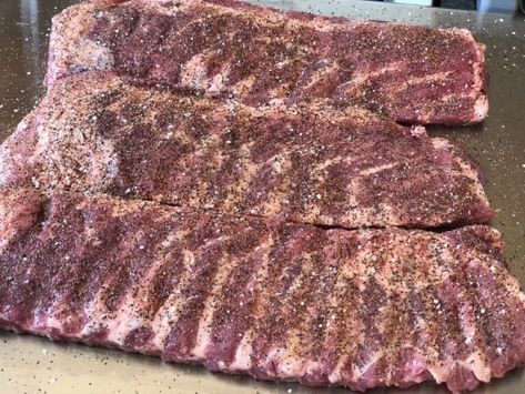 Smoked Pork Spare Ribs In Pellet Smoker, Pork Spare Ribs Smoker Recipes, Texas Smoked Ribs, Texas Style Ribs, Smoked Pork Spare Ribs, Smoked Spare Ribs, Smoker Ribs, Pork Rib Roast, Bradley Smoker