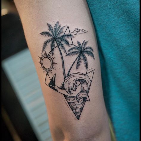 Done at @inkmebabyt  #telavivtattoo #tropicaltattoo  #palmtreestattoo Palm Tree Tattoo Forearm, Kite Tattoo, Tree Tattoo Forearm, Beachy Tattoos, Aquarius Tattoo, Palm Tattoos, Feather Tattoo Design, Wrist Tattoos For Guys, Mommy Tattoos