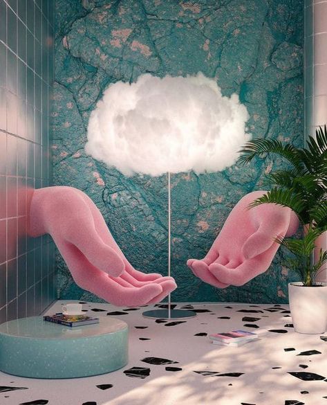 Cloud Interior Design, Pink And Blue Decorations, Karl Larsson, Pink Chairs, Hand Chair, Instagram Wall, Art Interior Design, Beauty Room Decor, Salon Interior Design