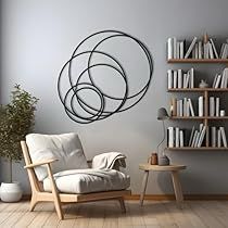 Circular Wall Decor, Line Art Wall Decor, Wall Decor Geometric, Line Wall Art, Large Metal Wall Art, Best Housewarming Gifts, Living Room Black, Above Bed Decor, Geometric Wall Decor