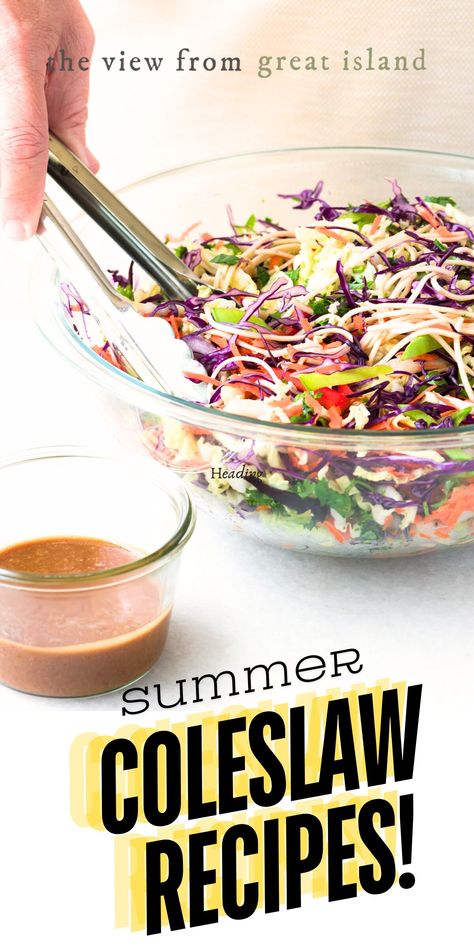 5 Slaw recipes for summer meals ~ #salad #coleslaw #cabbage #sidedish #grilling #barbecue #memorialday #4thofjuly #brusselssprouts #redcabbage #vidaliaonion #slaw #healthy #glutenfree Things To Do With Bagged Coleslaw, Healthy Slaw Recipes, Slaw Salad Recipes, Summer Coleslaw Recipe, Hot Slaw Recipe, Summer Slaw Recipe, Coleslaw Salad Recipe, Summer Coleslaw, Cold Slaw