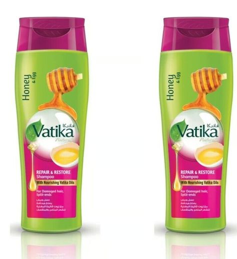 2 X 400ml VATIKA HONEY & EGG REPAIRS AND RESTORE SHAMPOO FOR Damaged Hair. Damaged hair ,split- ends ? Try nourishing  vatika shampoo enriched with vatika oils , this herbal recipe will intensively repair and re - vitalize your hair from root to tip. HONEY: Coats and seals essential moisture into hair . EGG: known as a rich source of protein, help make hair stronger and healthy from root to top. Exclusive pack. Fresh stock. Long expiry date 06 / 25 Fast and free shipping. Diy Hair Mask For Split Ends, Vatika Shampoo, Split End Hair Mask, Egg Hair Mask, Split Ends Hair, Shampoo For Damaged Hair, Best Hair Mask, Source Of Protein, Hair Mask For Damaged Hair