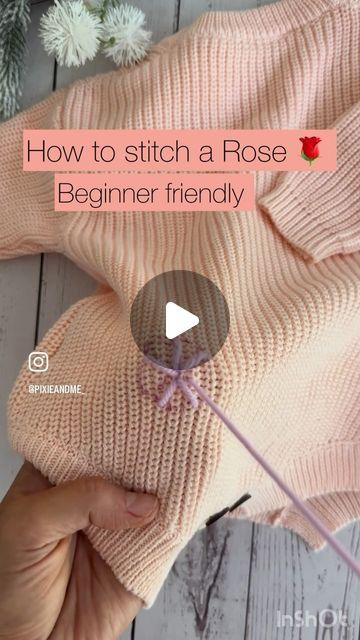 Easy Name Embroidery For Beginners, Easy Clothing Embroidery Ideas, Stick And Stitch Embroidery Diy, Cute Embroidery On Tshirts, Embroidered Rose Tutorial, Heart Hand Embroidery, How To Embroider A Rose, Disney Hand Embroidery Diy, How To Hand Embroidery On Clothes