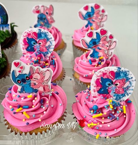 Stitch And Angel Cupcakes, Stitch Sweets, Stitch Cupcakes, Stitch Bday, Lilo And Stitch Cake, Stitch Party, Stitch Cake, Crazy Cakes, Stitch And Angel