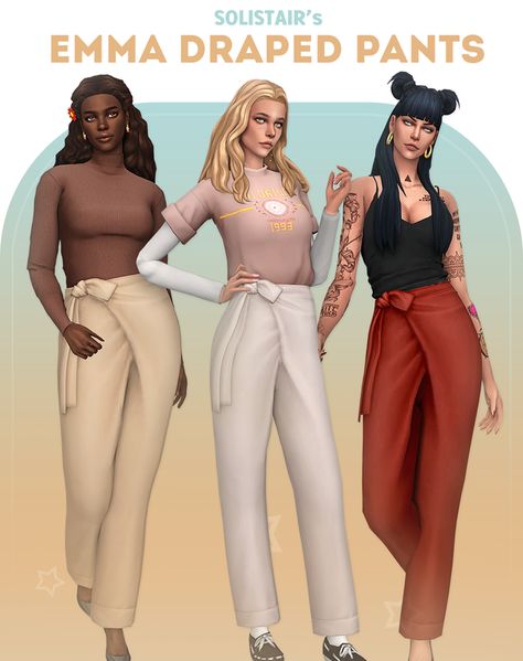 Draped Pants, Sims Packs, Drape Pants, Sims 4 Mm Cc, Sims 4 Mm, Sims 4 Toddler, Elegant Outfits, Sims Hair, Sims 4 Cas