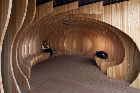 Positive Space Architecture, Wooden Parametric Architecture, Meditation Center Architecture, Parametric Library, Meditation Pavilion Architecture, Architecture Cool, Rest Area, Parametric Architecture, Wood Architecture