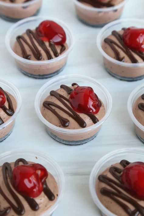 Black Forest Dessert Cups - Cake Me Home Tonight Small Plastic Dessert Cups, Cake Me Home Tonight Dessert Cups, 5oz Dessert Cups, Easy Dessert Table Treats, Easy Dessert For Party, Easy Desserts To Sell, Dessert Cups Ideas, Dessert Cups Chocolate, Mini Desserts Cups