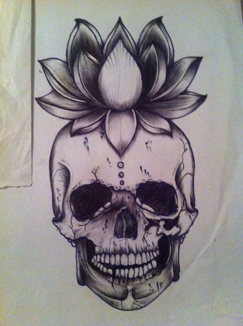 Skull With Lotus Flower Tattoo, Lotus And Skull Tattoo, Gothic Lotus Tattoo, Skull Lotus Tattoo, Lotus Tattoo Meaning, Skull Pics, Diamond Tattoo Designs, Lotus Flower Drawing, Skull Tattoo Flowers