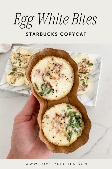 Try out these copycat Starbucks Egg White Bites for a healthy, protein-filled breakfast that you can enjoy on the go. These red pepper egg bites are the perfect high-protein, low-carb breakfast for those busy weekday mornings. High Protein Starbucks Egg Bites, Copy Cat Egg White Bites From Starbucks, Egg White Red Pepper Bites, Healthy Starbucks Egg Bites Recipe, Starbucks Red Pepper Egg Bites Recipe, Egg White Muffins Healthy, Egg White Breakfast Bites, High Protein Vegetarian Egg Bites, Starbucks Eggbites Copycat Recipe Eggwhite